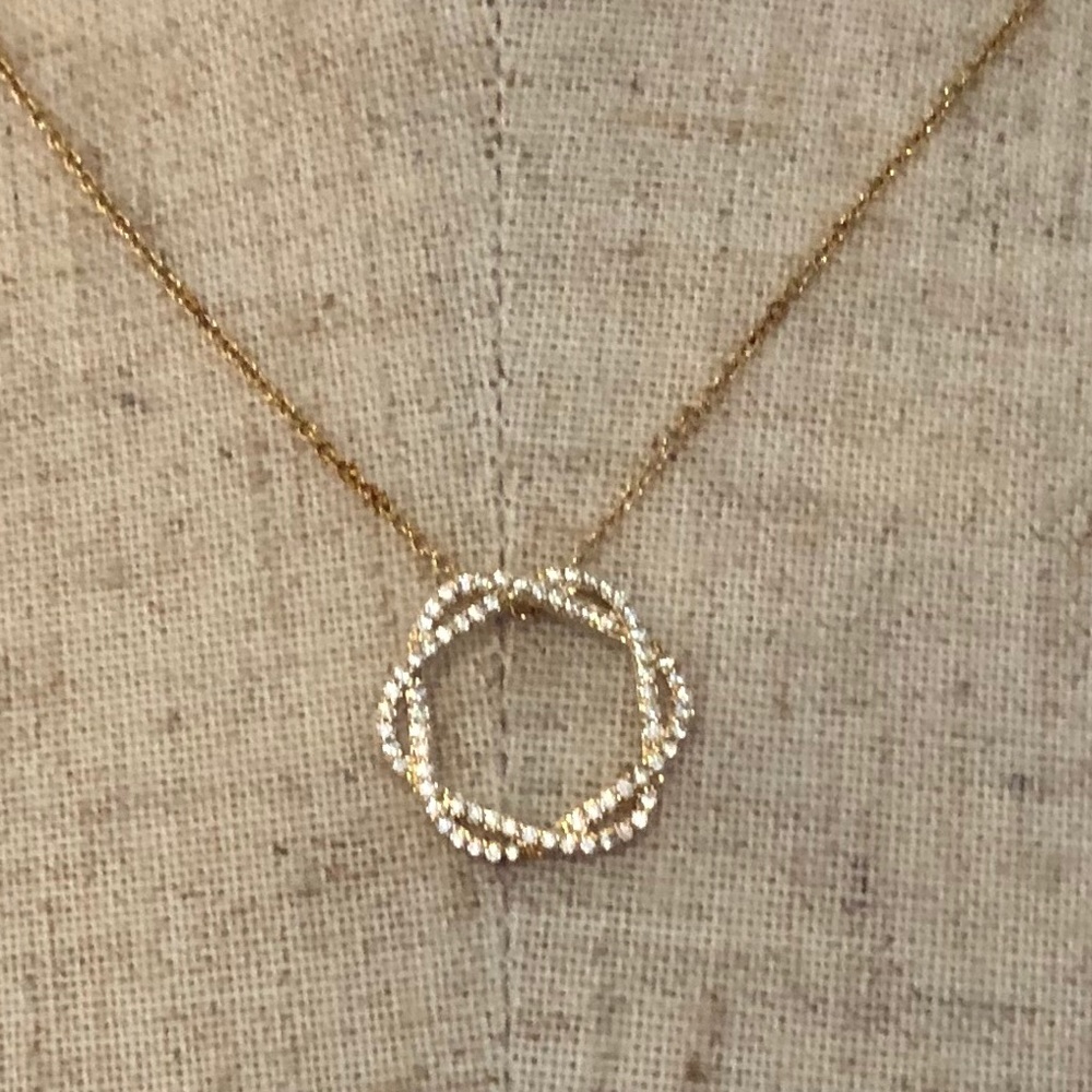 FLORAL CUBIC ZIRCONIA GOLD PENDANT COLLAR NECKLACE